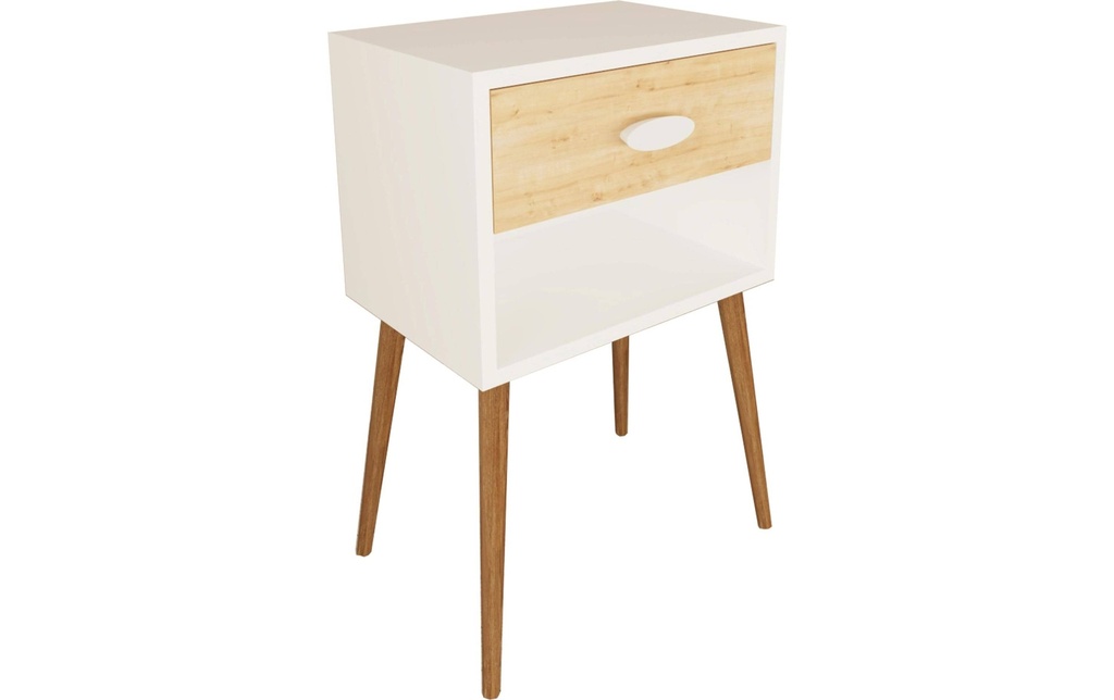 VCM Table de nuit Singol XL 45 x 70 cm,  Chêne blanc/miel