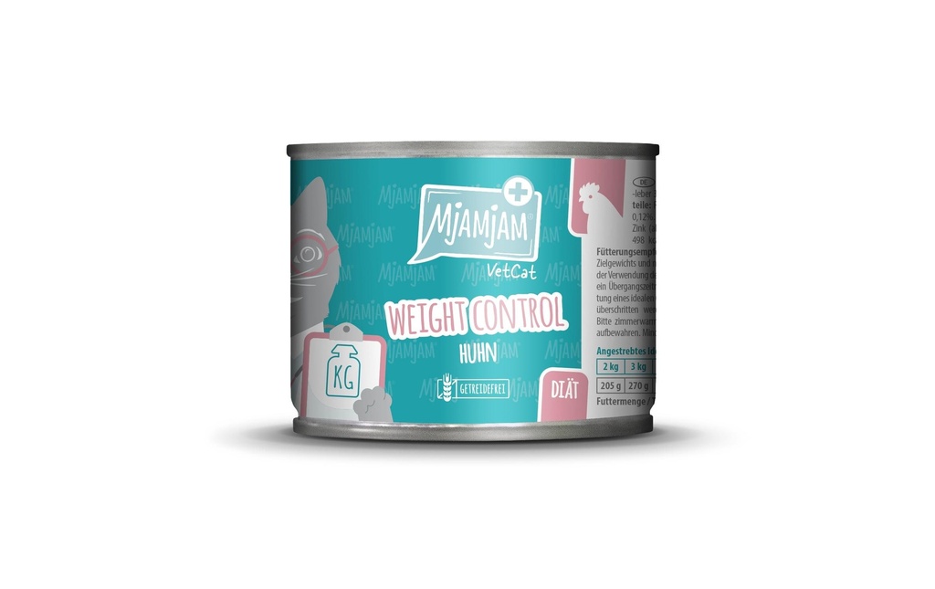 Mjamjam VetCat Nourriture humide Poulet Weight Control, 200 g