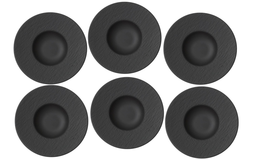 Villeroy & Boch Assiette de soupe et de pâtes Manufacture Rock 6 pièces, Noir