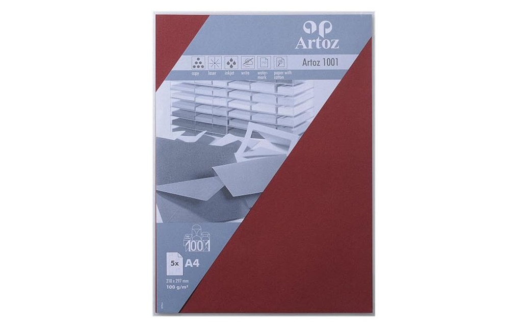 Artoz Papier à lettres 1001 A4 100 g/m² 5 feuilles, rouge vin