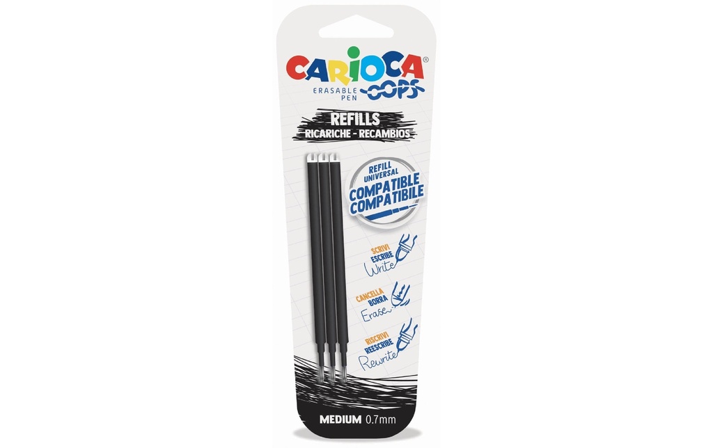 Carioca Mine de crayon Roller Oops Noir, 3 pièces