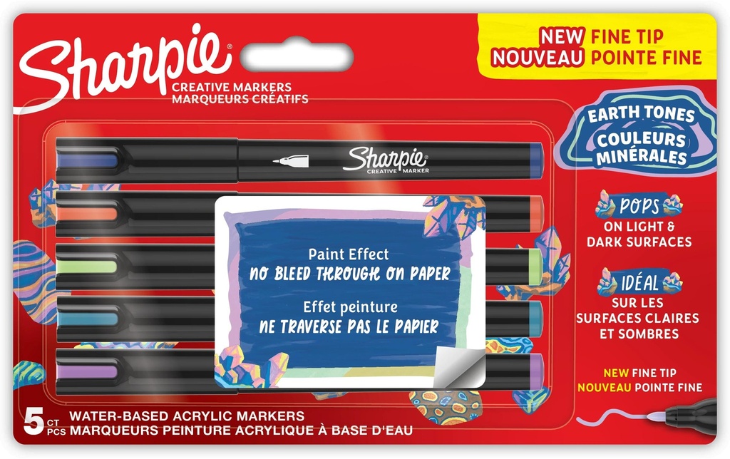 Sharpie Crayon feutre Acryl Earth Tones Fine Tip Lot de 5