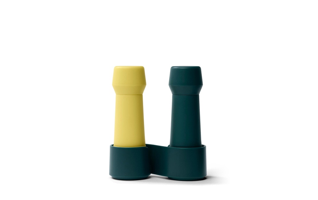 Crushgrind Moulin à épices Amsterdam Set de 2 pièces, 13 cm, Vert/Jaune