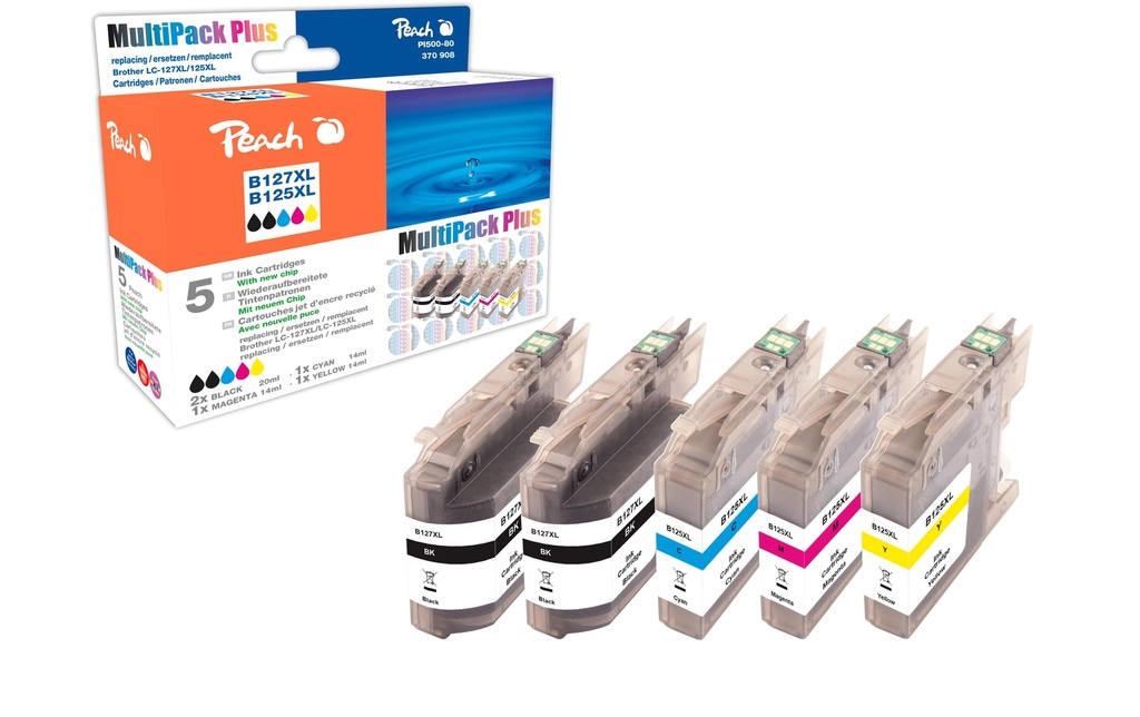 Peach Kits d’encre Brother LC-127XL C, M, Y, 2x BK