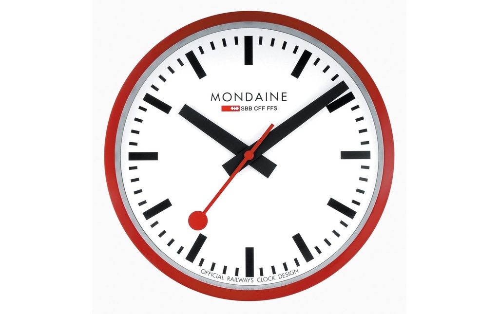 Mondaine Horloge murale Quartz Ø 25 cm, Rouge/Blanc