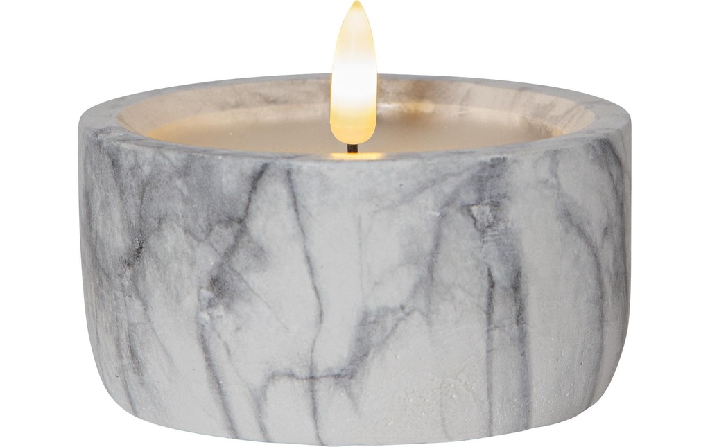 Star Trading Bougie LED Pilier Flamme Marbre Ø 10 x 7.5 cm, Gris