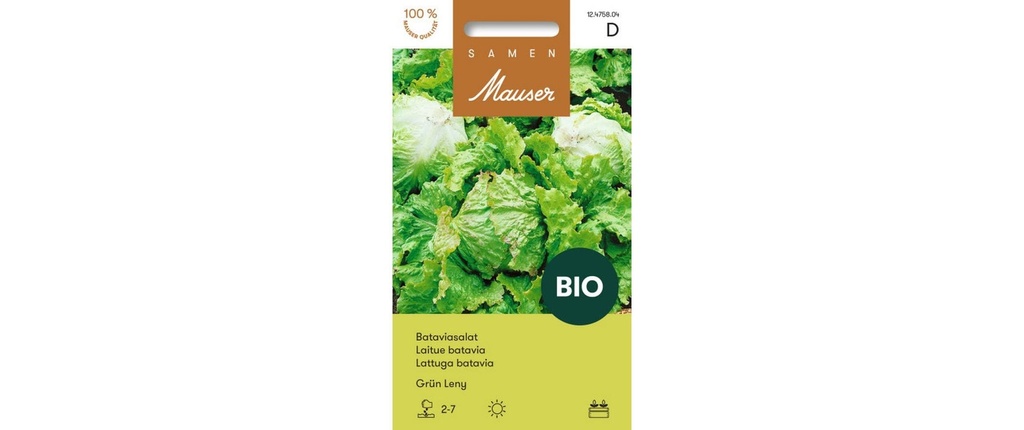 Samen Mauser Semence Laitue batavia BIO Verte Leny