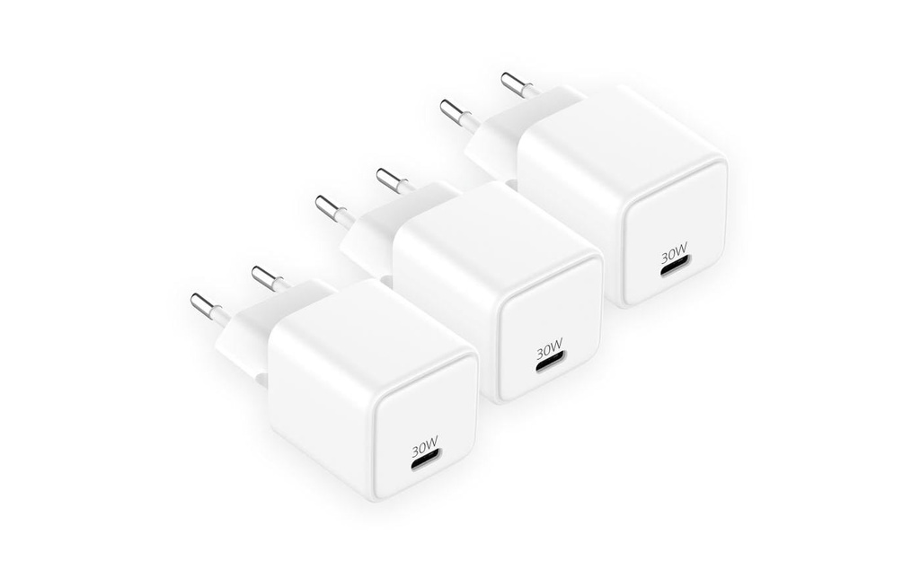LMP Chargeur mural USB USB-C GaN 30 W 3 pièces