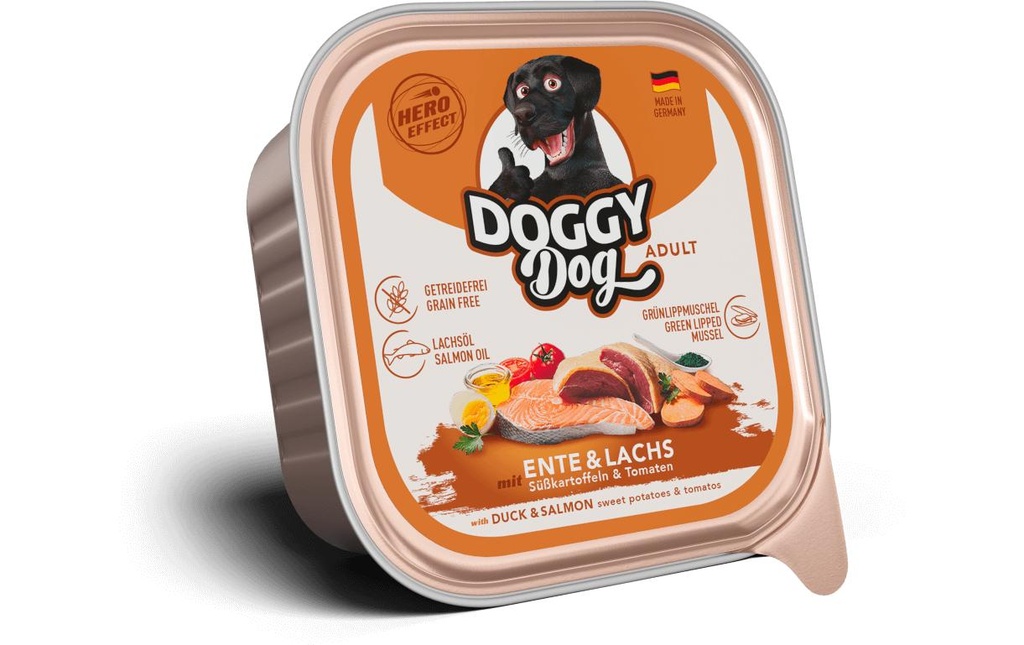 DOGGY Dog Alimentation humide Barquette canard, saumon Adult 150 g
