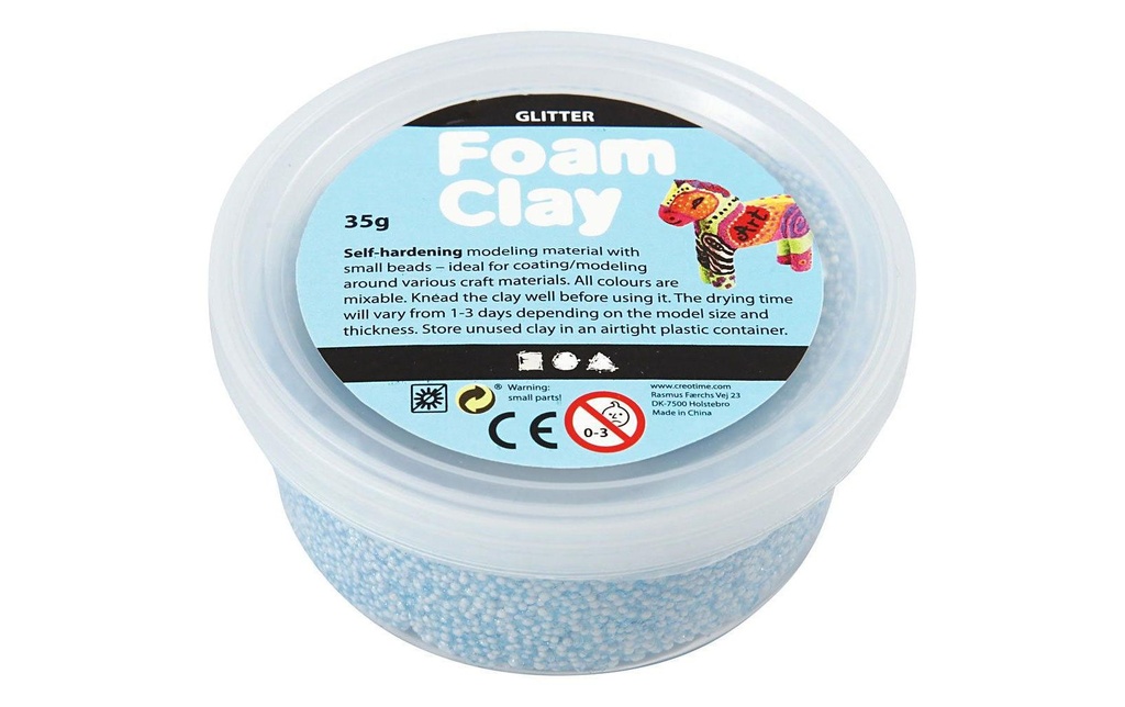 Creativ Company Matière à modeler Foam Clay 35 g Paillettes Bleu clair
