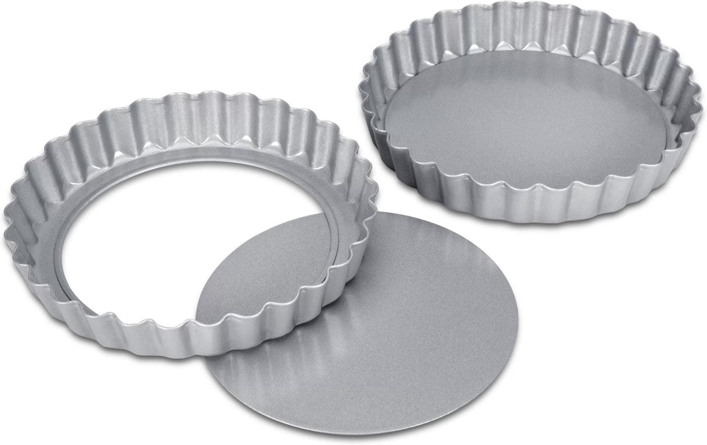 Städter Moule à tarte avec fond élévateur Argent, 12 x 1.8 cm, 2 pièces