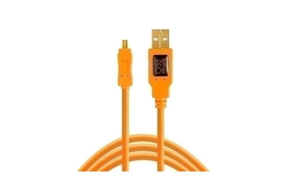 Tether Tools Câble TetherPro USB 2.0 vers USB 2.0 Micro-B 8 broches, 4.6 m Orange