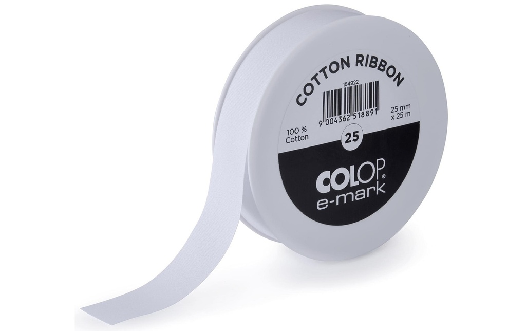 Colop Ruban textile e-mark 25 mm x 25 m, blanc