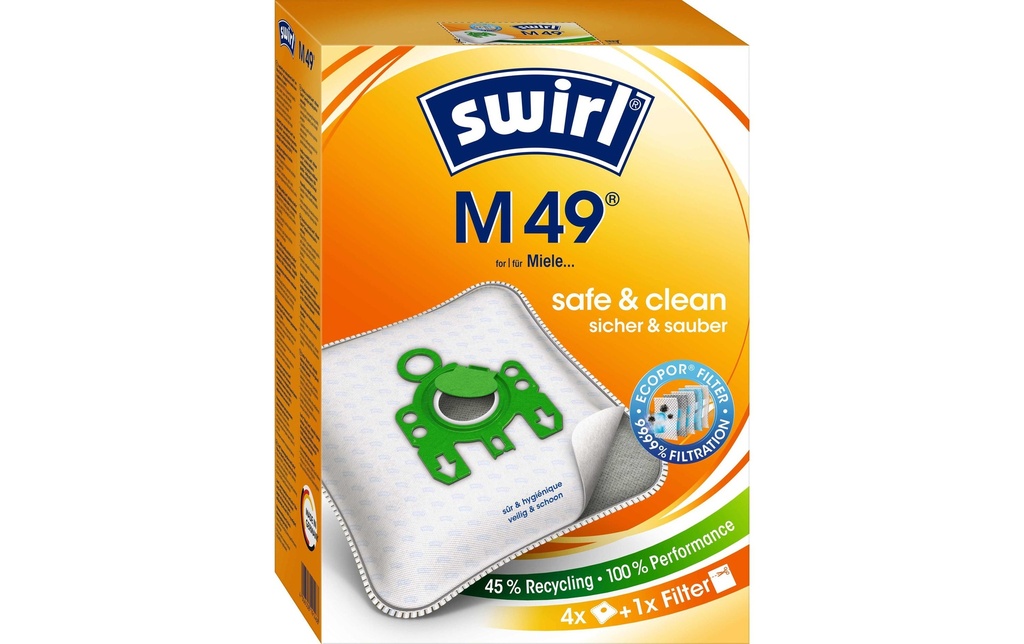 Swirl Sac filtrant pour aspirateur M 49 4 Pièce/s
