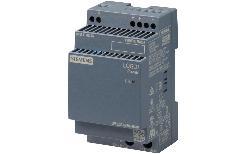 Siemens Blocs d’alimentation pour rail DIN  60 W, 24 V