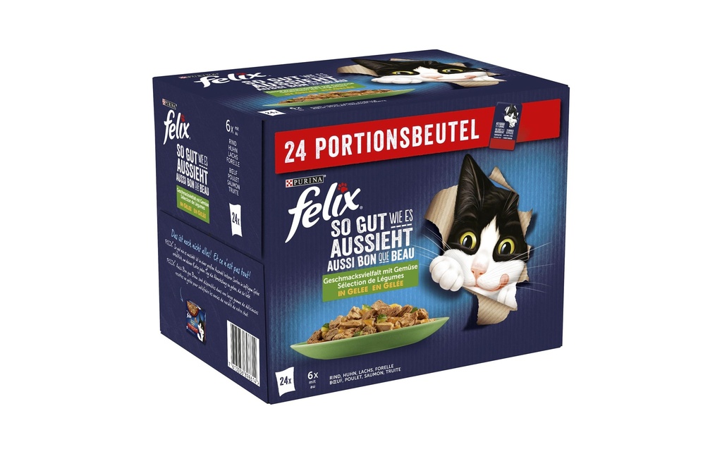 Felix Alimentation humide AGAIL Viande avec légumes Sélection, 24 x 85 g