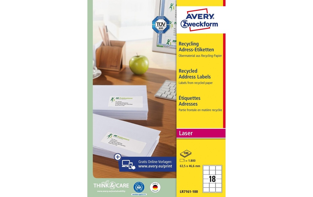 Avery Zweckform Étiquettes d’adresse 63.5 x 46.6 mm, 100 feuille