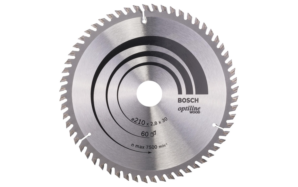 Bosch Professional Lame de scie circulaire Optiline Wood, 210 x 30 x 2.8 mm, Z 60