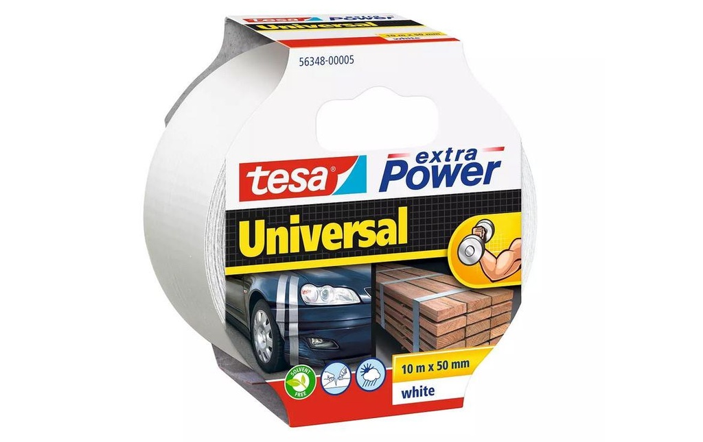 tesa Bande de tissu -Set Universal, 50 mm x 10 m, 3 rouleaux, Blanc