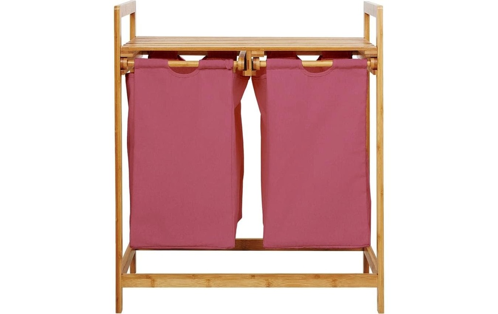 Lumaland Corbeille à linge Bambou 30 l, Brun/Rose