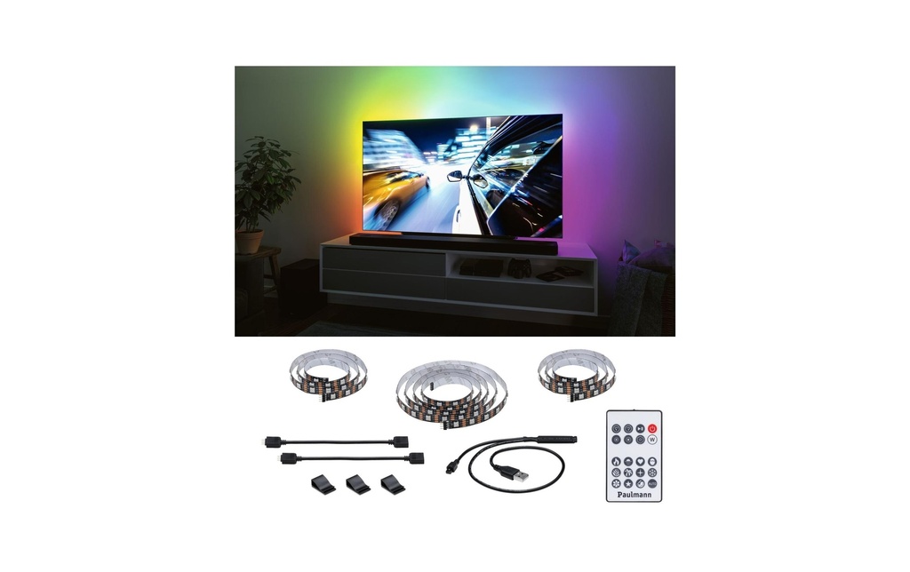 Paulmann EntertainLED USB Strip Éclairage TV RGB+, 65