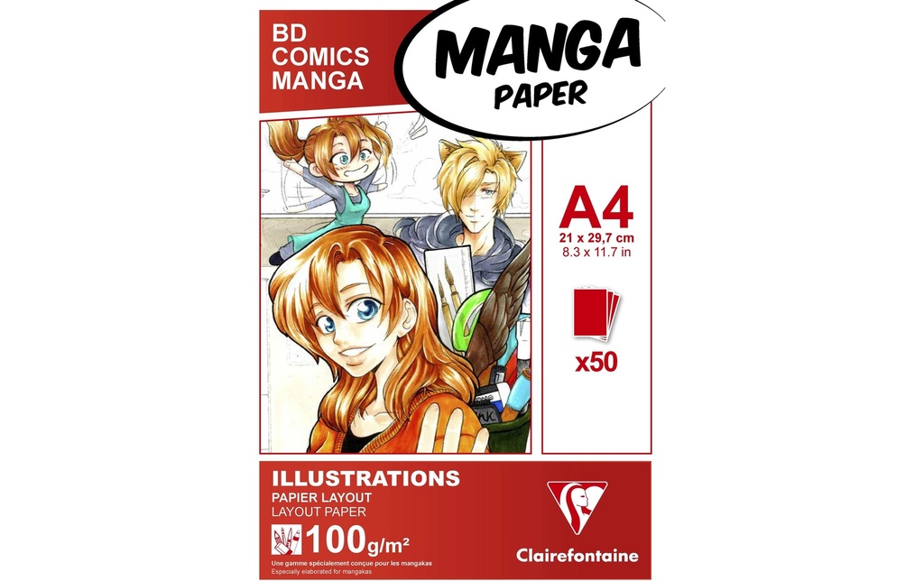 Clairefontaine Carnet de dessin Manga A4, 50 feuilles