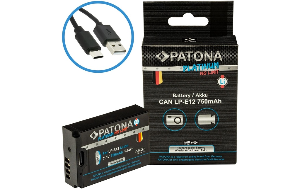 Patona Batterie Platinum pour Canon LP-E12 EOS 100D