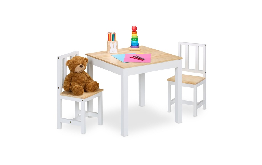 relaxdays Ens. fauteuils et canapé enfants 3 pièces Blanc; Brun clair
