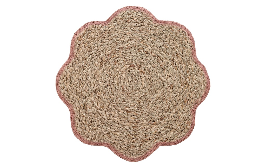 Zeller Present Set de table Fleurs tressées Herbe de mer 38 cm x 38 cm, rose sombre/Brun