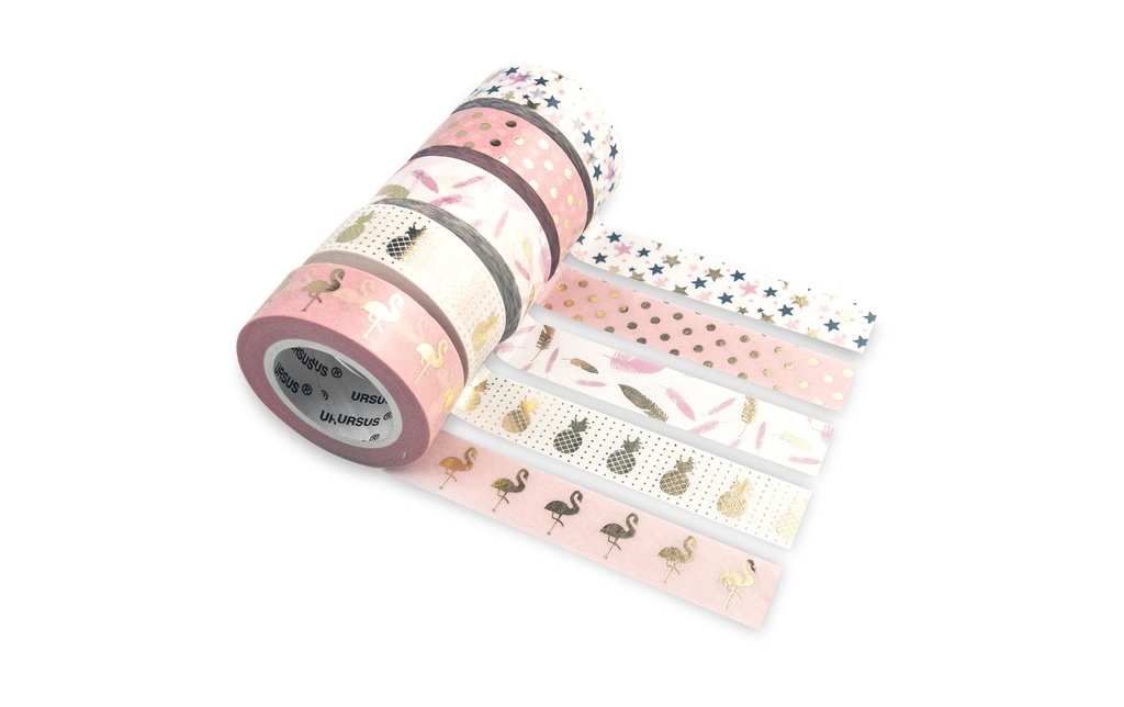 URSUS Ruban Washi Tropic Doré/Rose