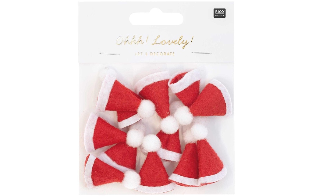 Rico Design Décoration de Noël Mützli 12 pièces, rouge