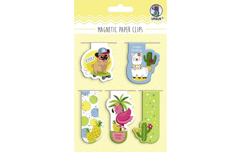 URSUS Aimant Paper Clips Funky Multicolore, 5 pièces