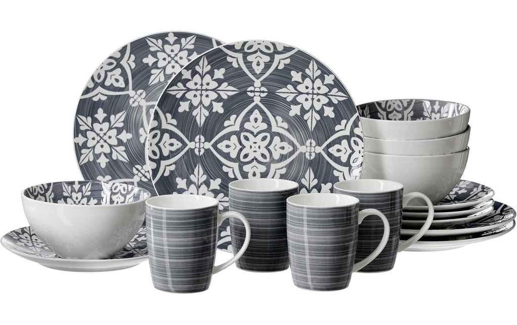Ritzenhoff & Breker Assiettes pour le petit-déjeuner et à dessert Salina 16 pièces, bleu fumé