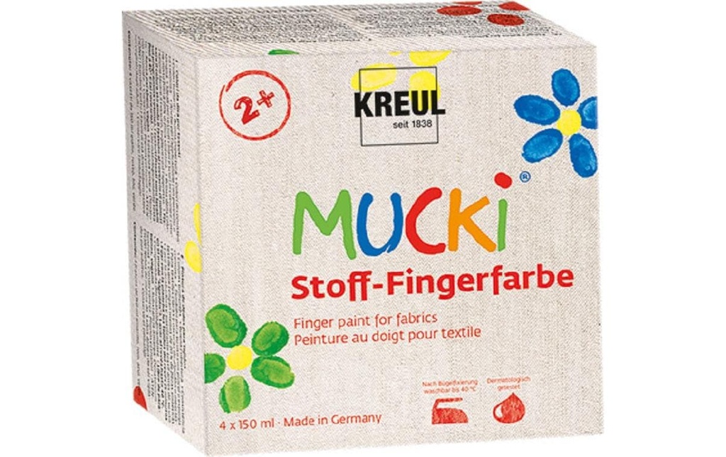 Kreul Peinture aux doigts Mucki 150 ml, 4 pièces