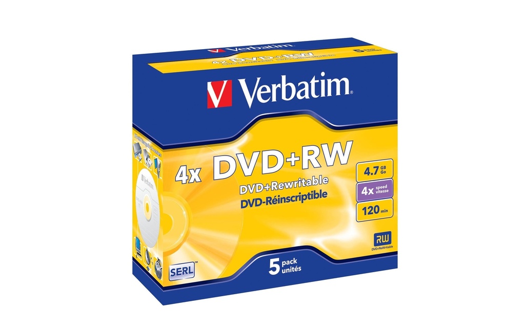 Verbatim DVD+RW 4.7 GB, boîte à bijoux (5 Pièce/s)