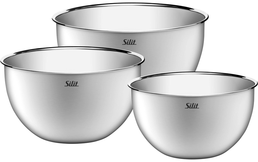 Silit Kits de bol mélangeur 2 l/3 l/3.8 l, Argenté/Argent mat, 3 pièces