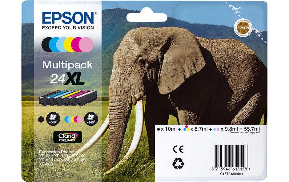 EPSON Epson encre T2438 BCMY ELEPHAN (6 pces)
