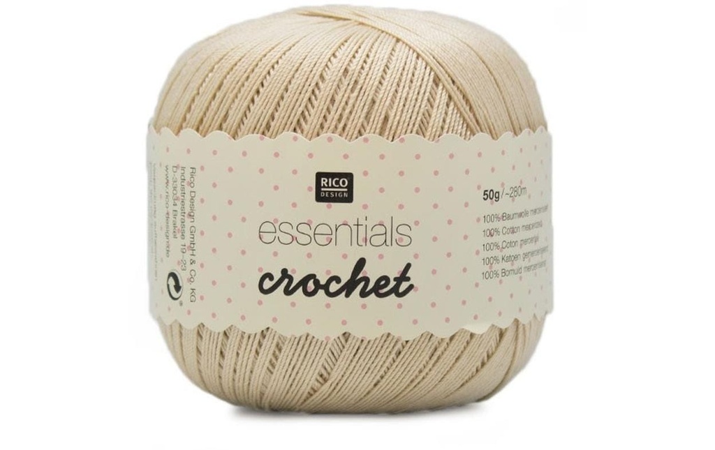 Rico Design Fil à crochet et à tricoter Essentials Crochet 50 g, Beige