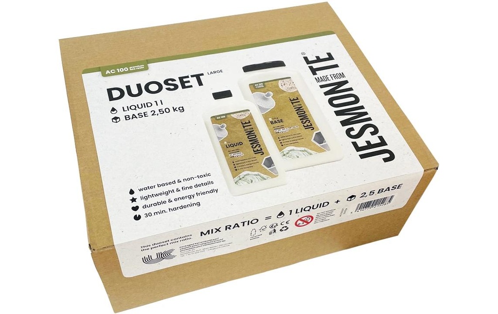 Jesmonite Matière à modeler Kit de démarrage AC 100 1 kg + 2.5 kg