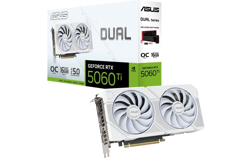 ASUS Carte graphique Dual RTX 5060 Ti OC 16 GB Blanc