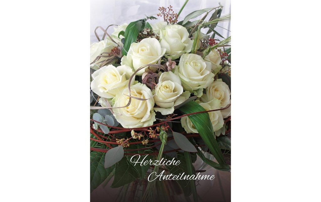Natur Verlag Carte de condoléances Bouquet de roses blanches 17.5 x 12.2 cm
