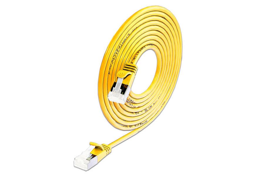 SLIM Câble patch slim RJ-45 - RJ-45, Cat 6A, U/FTP, 7 m, Jaune