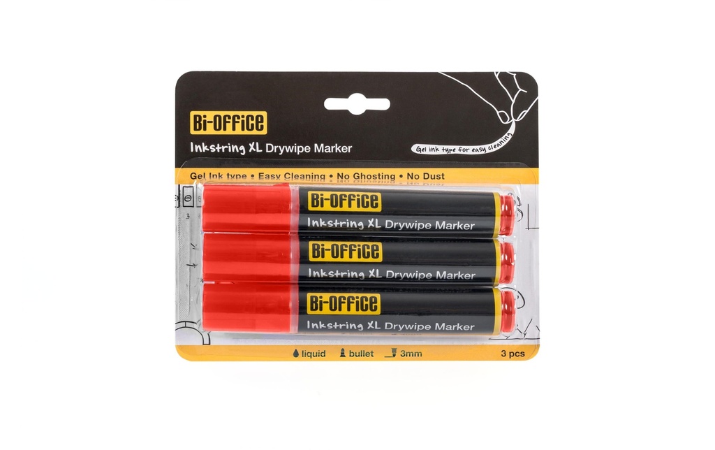 Bi-Office Marqueur pour tableau blanc Inkstring Rouge, 3 pièces