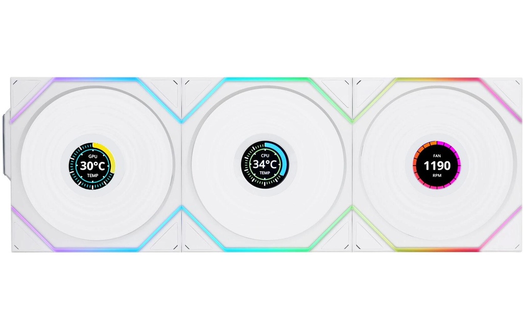 Lian Li Ventilateur PC Uni Fan TL LCD Pack de 3 avec contrôleur, blanc