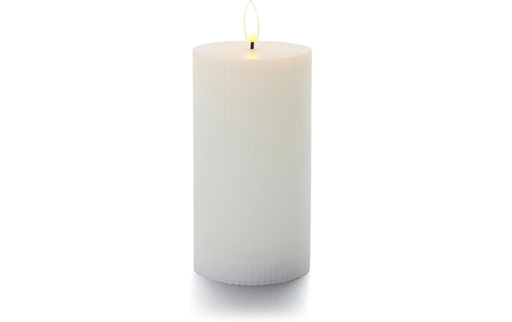 balthasar Bougie cylindrique LED Rainures, blanc