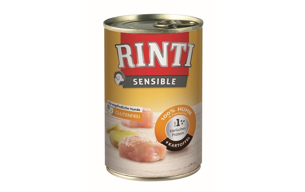 Rinti Alimentation humide Boîte Sensible Poulet + Pomme de terre, 400 g