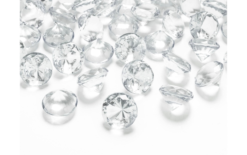 Partydeco Décoration à éparpiller Diamants 2 cm, 10 pièces, Transparent