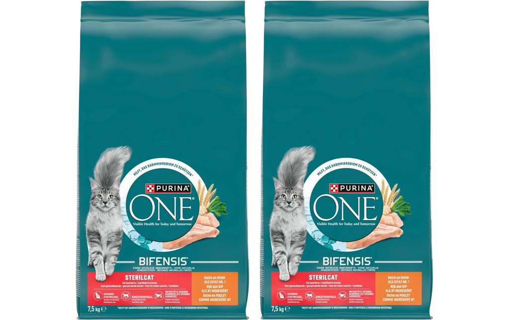 Purina ONE Alimentation sèche Sterilcat poulet & blé 2 x 7.5 kg