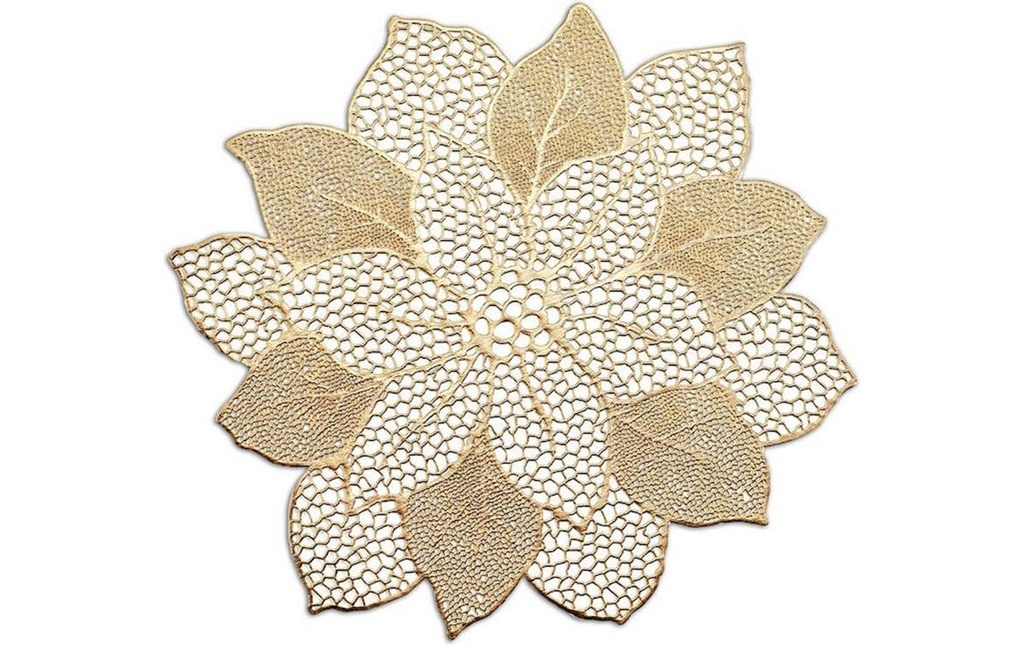 Zeller Present Set de table Flower 47 cm x 47 cm, Doré
