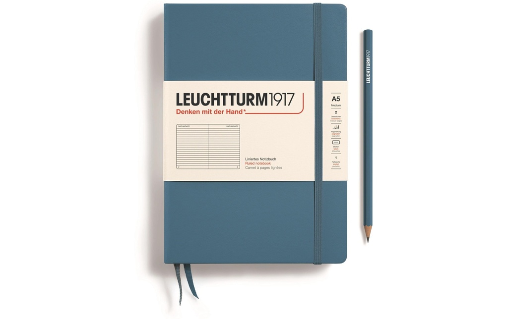 Leuchtturm Bloc-notes Medium A5, À lignes, Bleu